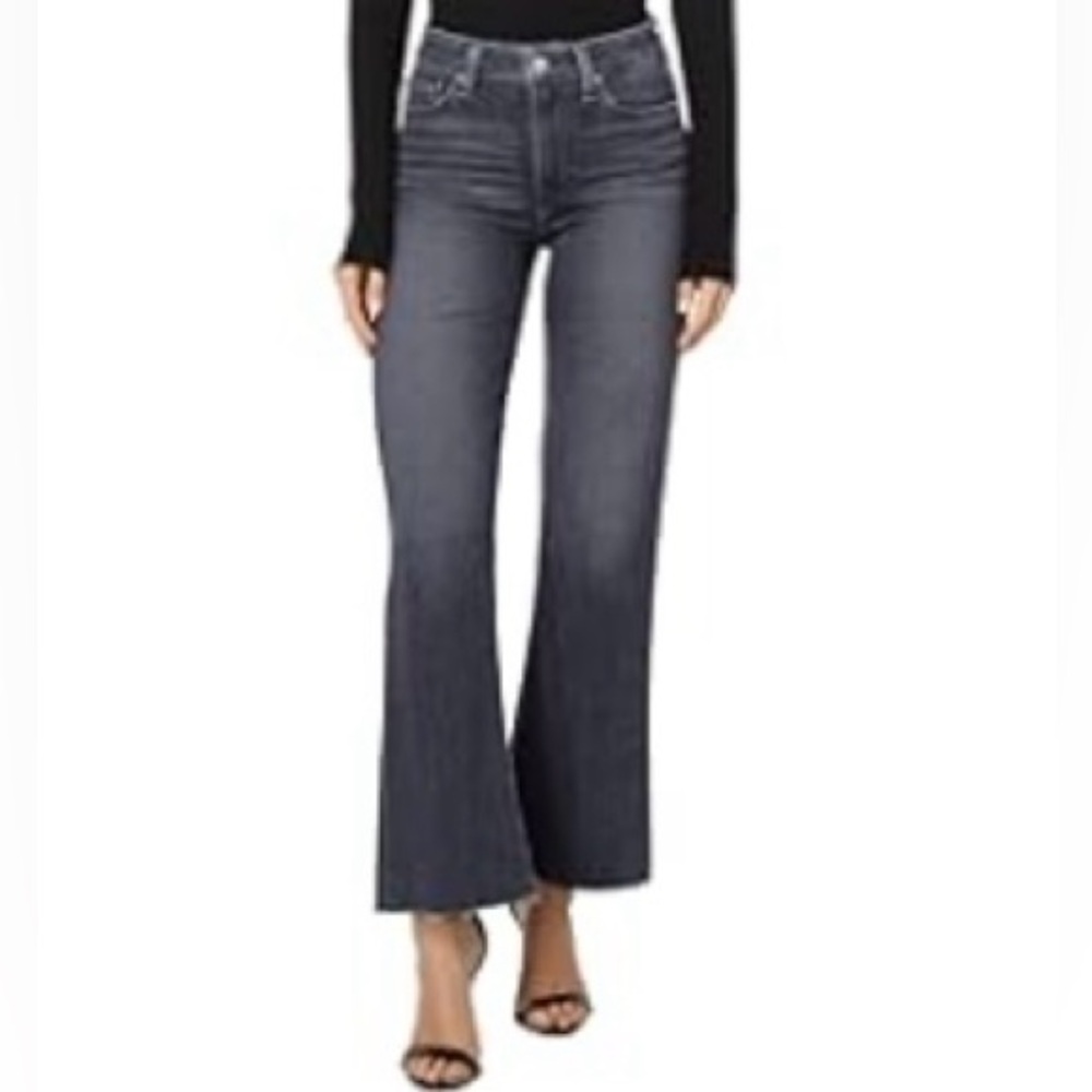 PAIGE Washed Charcoal High-Rise Wide Leg Jeans